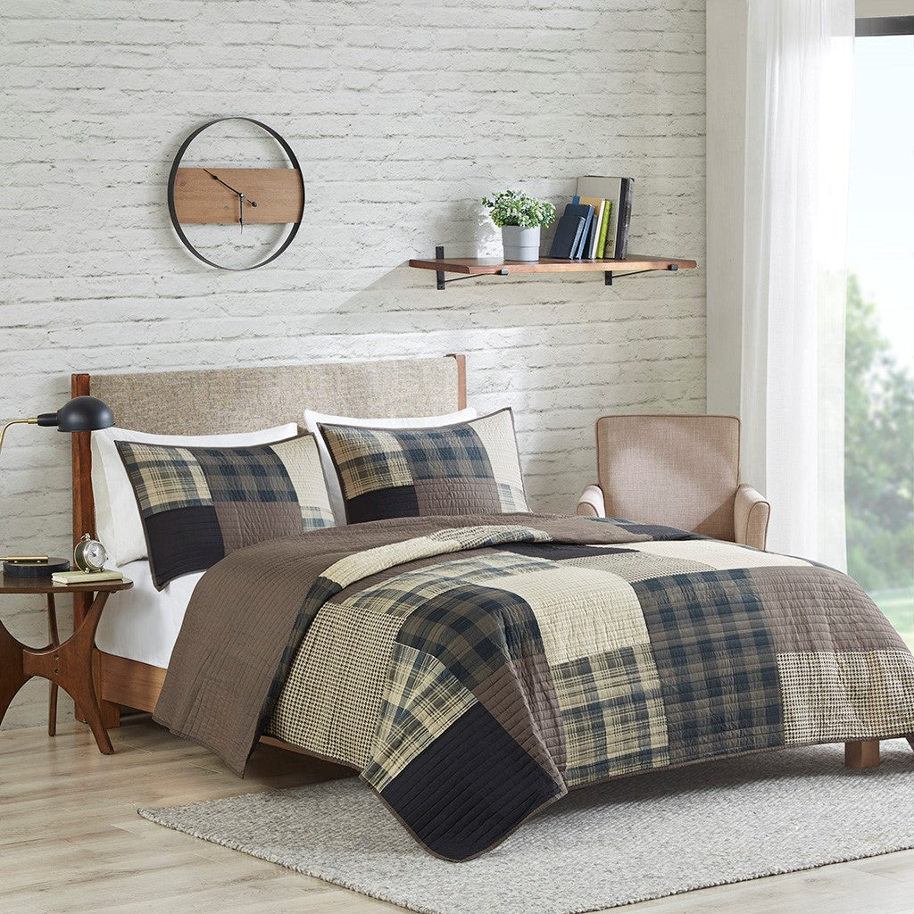 Woolrich Winter Hills Oversized Cotton Quilt Set - Tan - King Size / Cal King Size