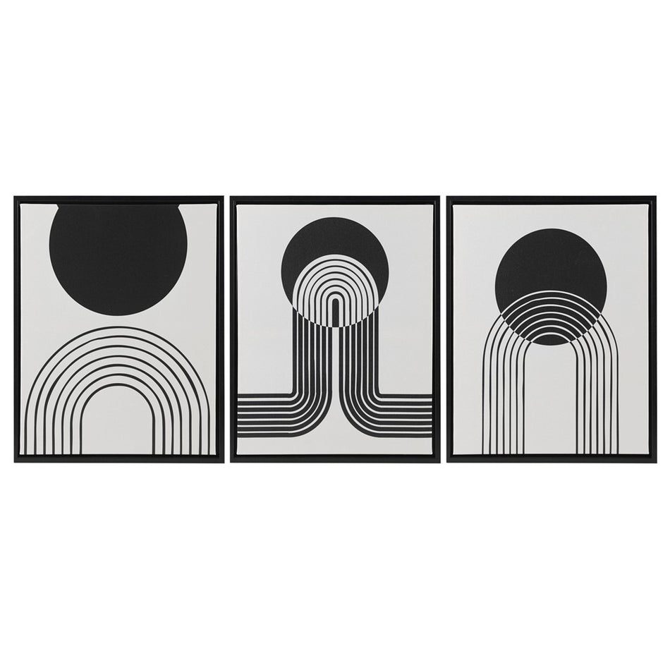 Cosmic Curl Framed Canvas 3 Piece Set - Black / Taupe