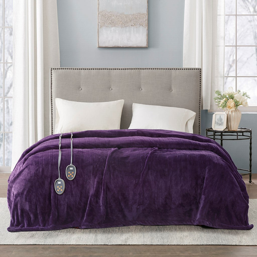 Beautyrest Heated Plush Plush Heated Blanket - Purple - King Size