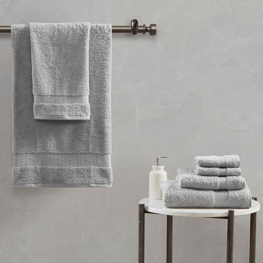 Madison Park Signature Luxor 100% Egyptian Cotton 6 Piece Towel Set - Grey 