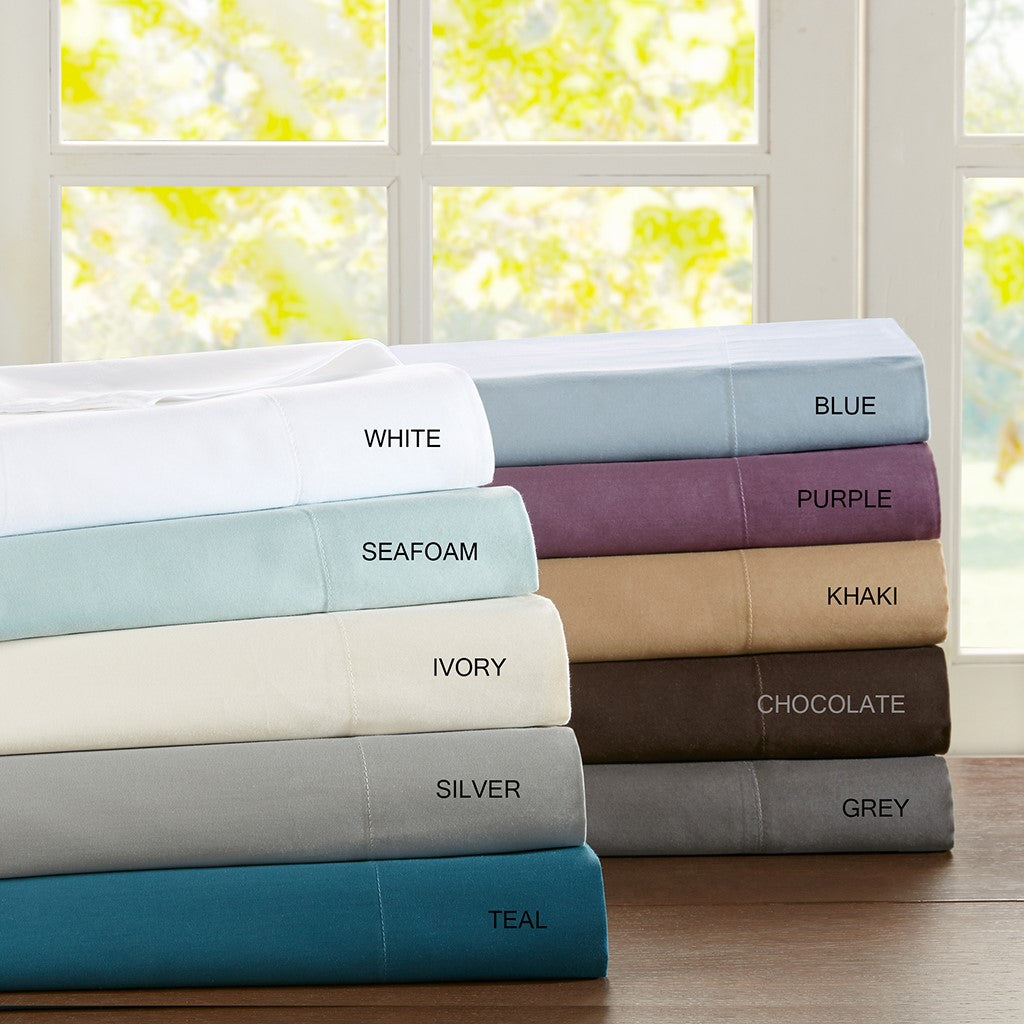 Sleep Philosophy 300TC Liquid Cotton Sheet Set - Blue - Cal King Size