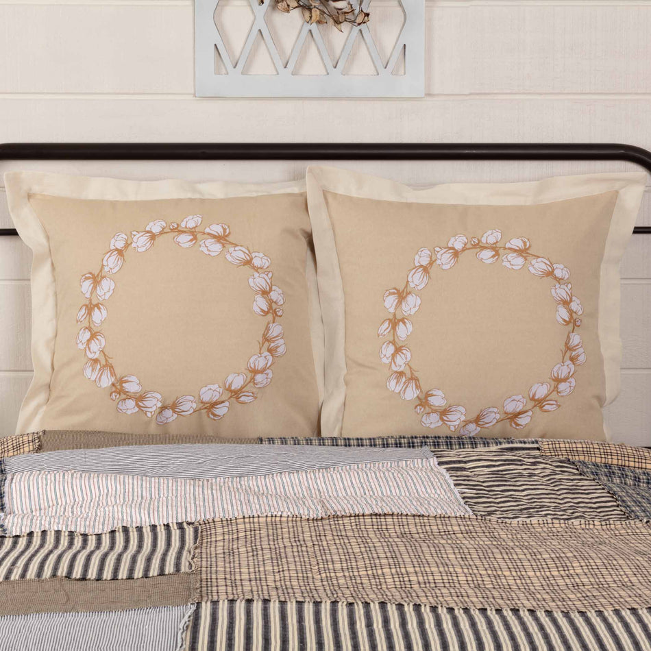 April & Olive Ashmont Cotton Wreath Fabric Euro Sham Set of 2 26x26 By VHC Brands