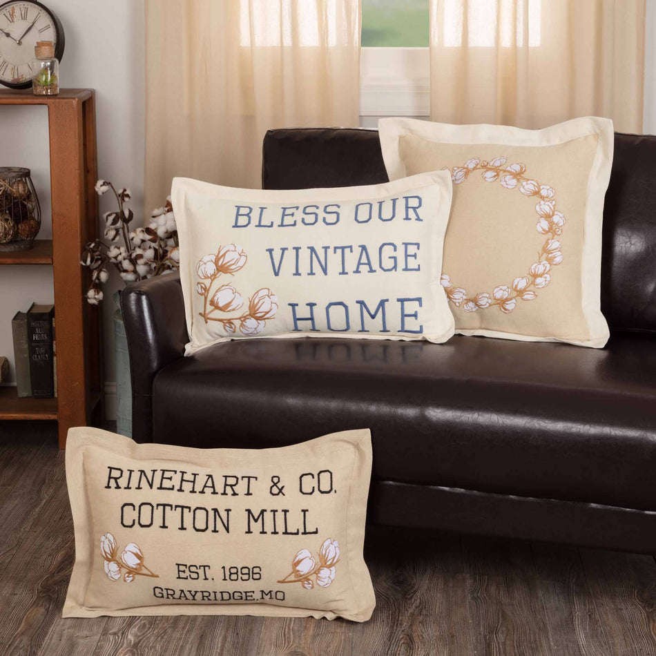 April & Olive Ashmont Bless Our Vintage Home Pillow 14x22 By VHC Brands