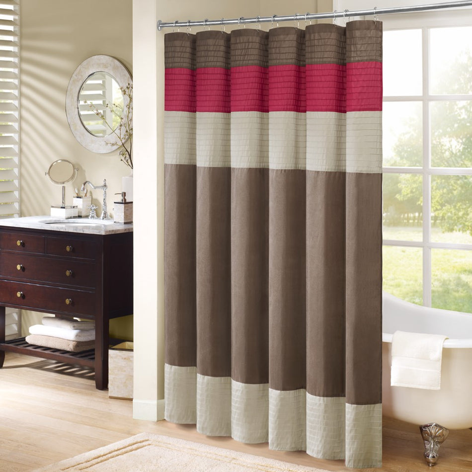 Madison Park Amherst Faux Silk Shower Curtain - Red - 72x72"