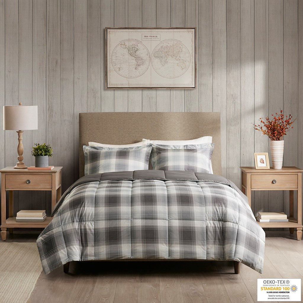 Woolrich Woodsman Softspun Down Alternative Comforter Mini Set - Grey - King Size