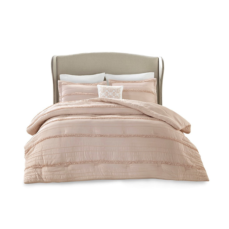 Celeste 5 Piece Comforter Set - Pink - Cal King Size