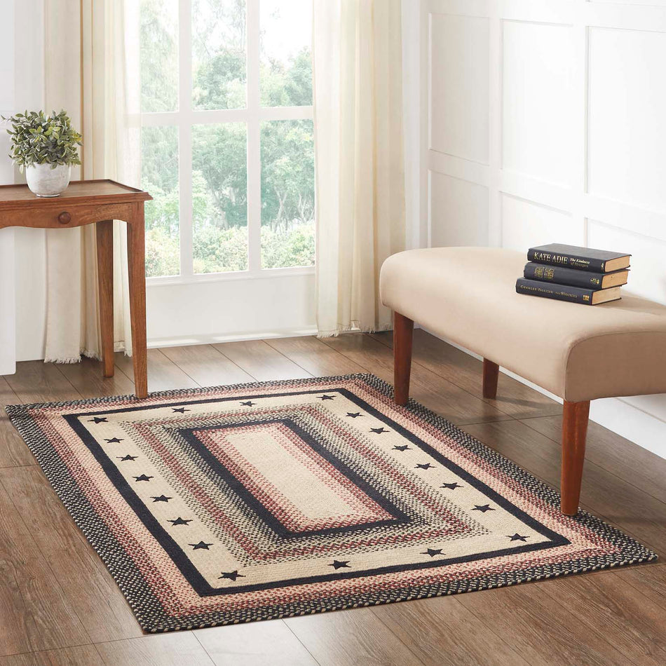 Mayflower Market Colonial Star Jute Rug Rect w/ Pad 48x72 By VHC Brands
