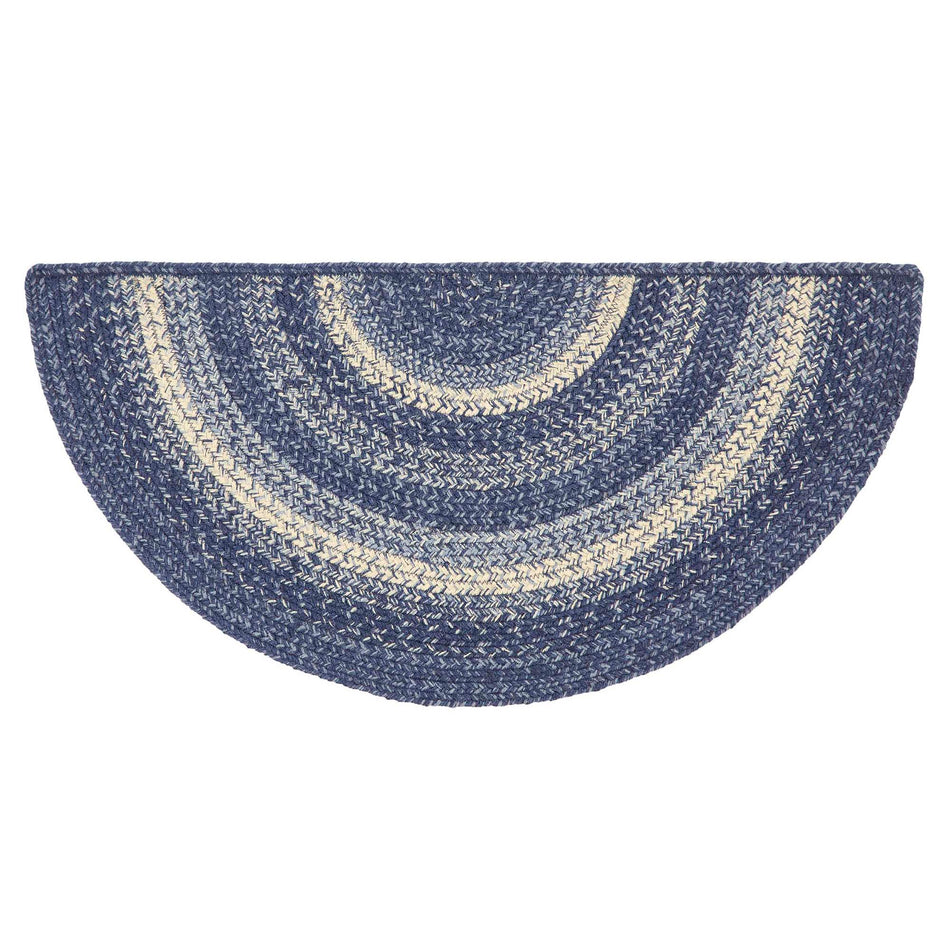April & Olive Great Falls Blue Jute Rug Half Circle w/ Pad 16.5x33 By VHC Brands