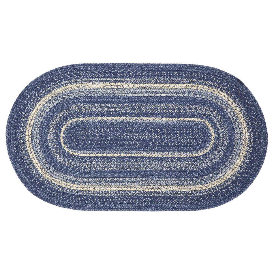 April & Olive Great Falls Blue Jute Rug Oval w/ Pad 27x48 By VHC Brands