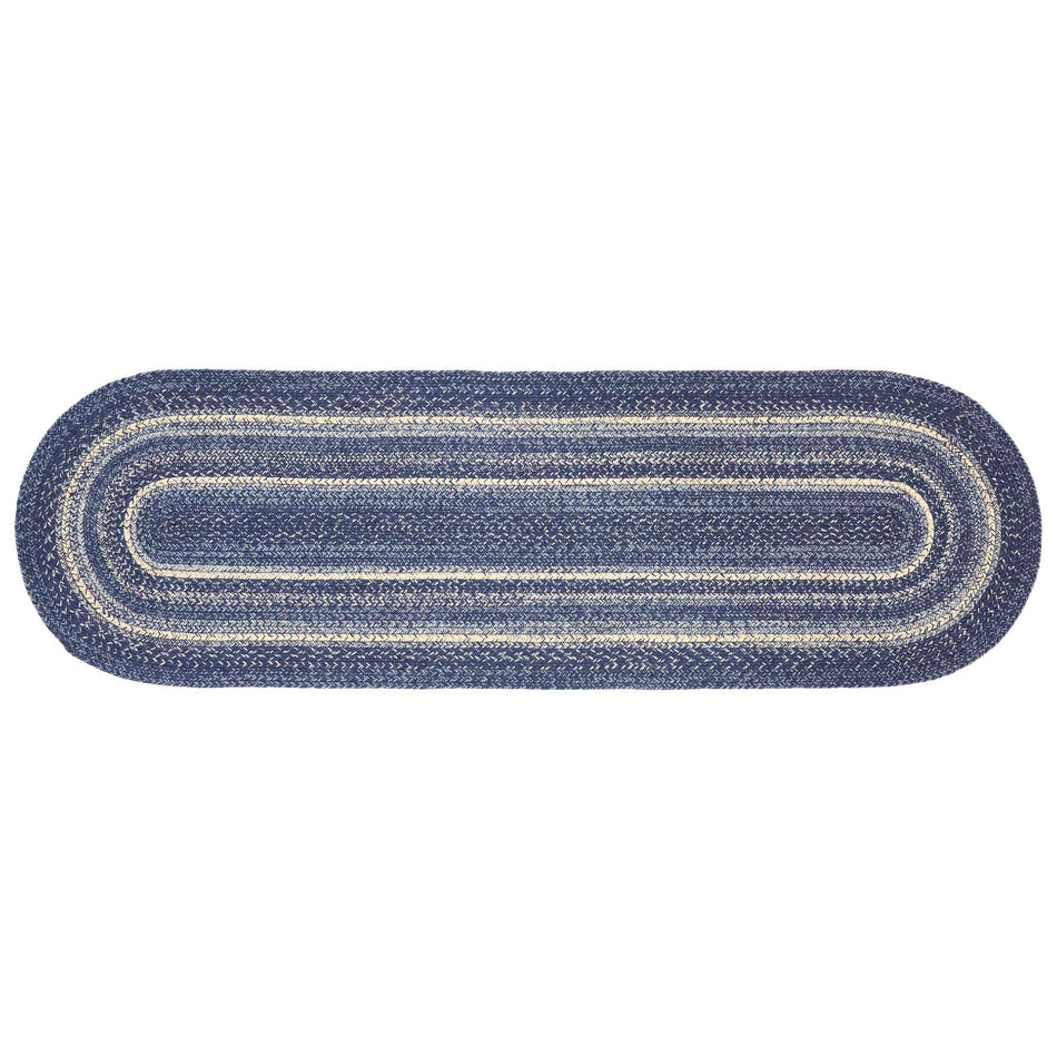 April & Olive Great Falls Blue Jute Rug/Runner Oval w/ Pad 22x72 By VHC Brands