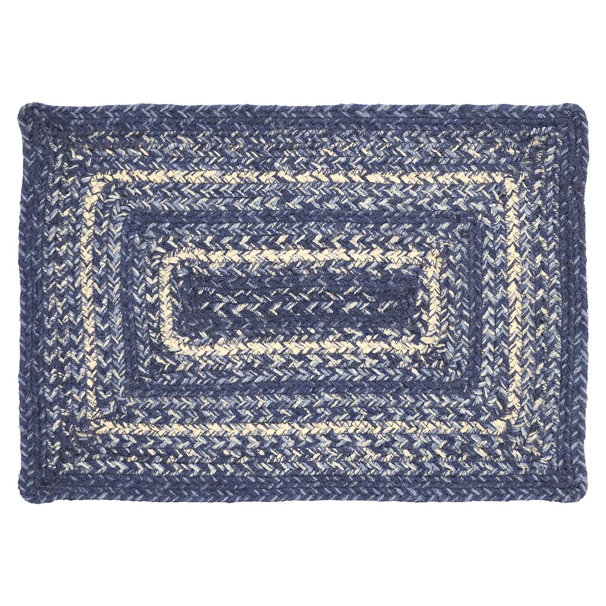 April & Olive Great Falls Blue Jute Rect Placemat 12x18 By VHC Brands