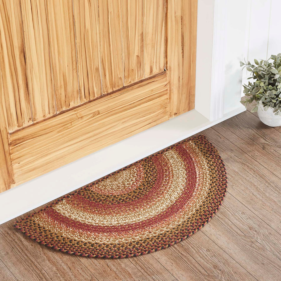 Mayflower Market Ginger Spice Jute Rug Half Circle w/ Pad 16.5x33 By VHC Brands