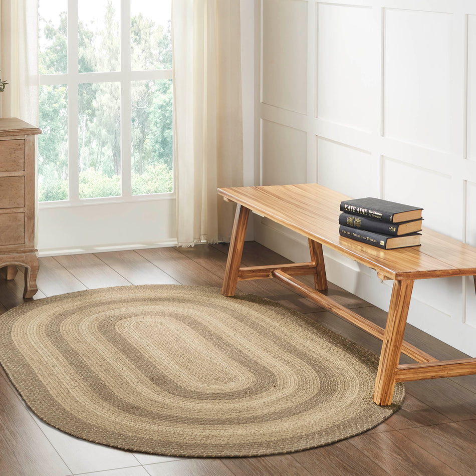 Cobblestone Jute Rug Oval w/ Pad 48x72