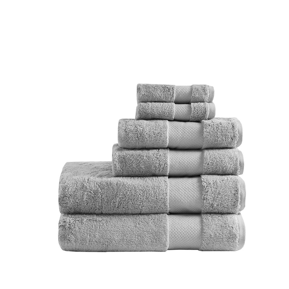 Turkish Cotton 6 Piece Bath Towel Set - Grey