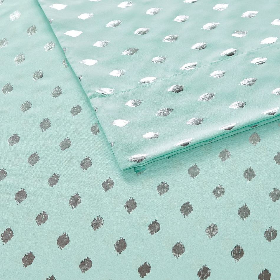 Metallic Dot Printed Sheet Set - Aqua / Silver - Twin XL Size