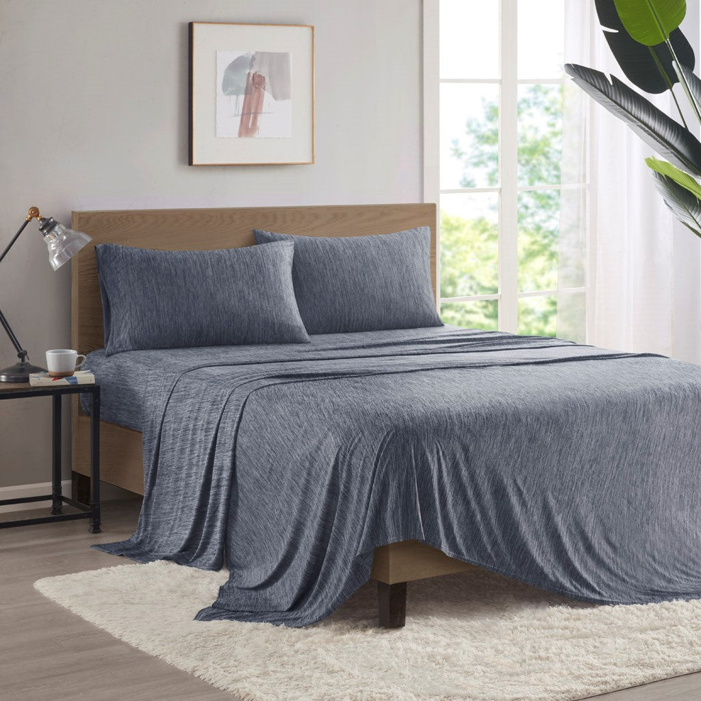 Urban Habitat Comfort Cool Jersey Knit Nylon Blend Sheet Set - Navy  - Full Size Shop Online & Save - ExpressHomeDirect.com