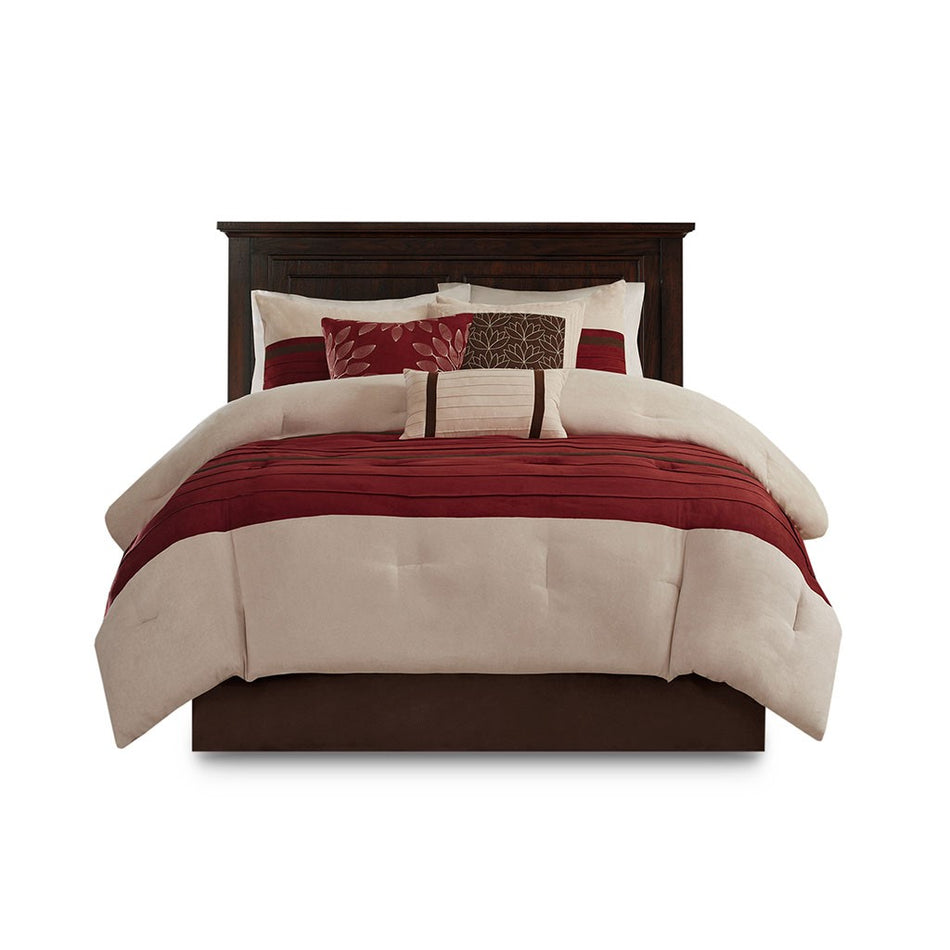 Palmer 7 Piece Comforter Set - Red - Cal King Size