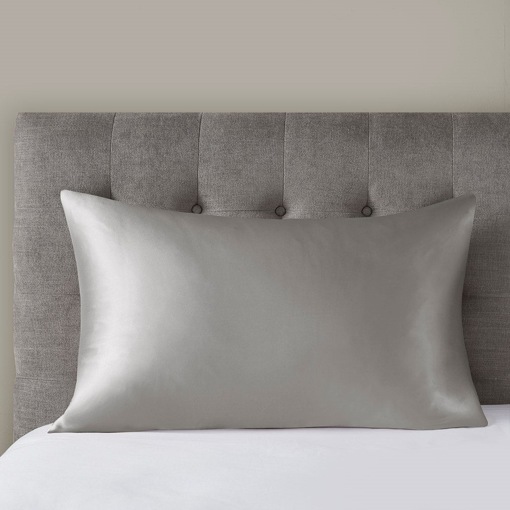 Madison Park Silk 100% Mulberry Single Pillowcase - Grey - Queen Size
