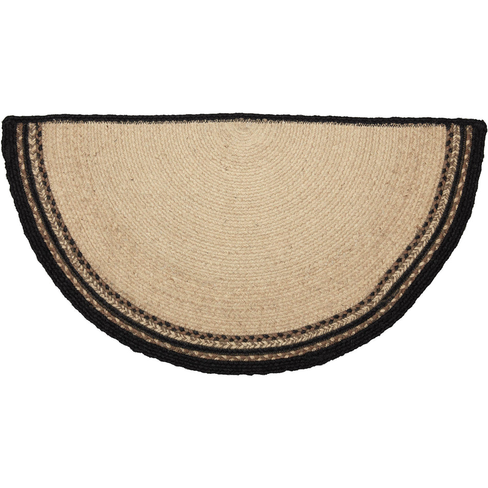 April & Olive Sawyer Mill Charcoal Poultry Jute Rug Half Circle w/ Pad 16.5x33 By VHC Brands