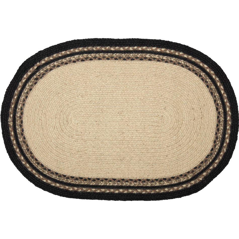 April & Olive Sawyer Mill Charcoal Pig Jute Rug Oval w/ Pad 20x30 By VHC Brands