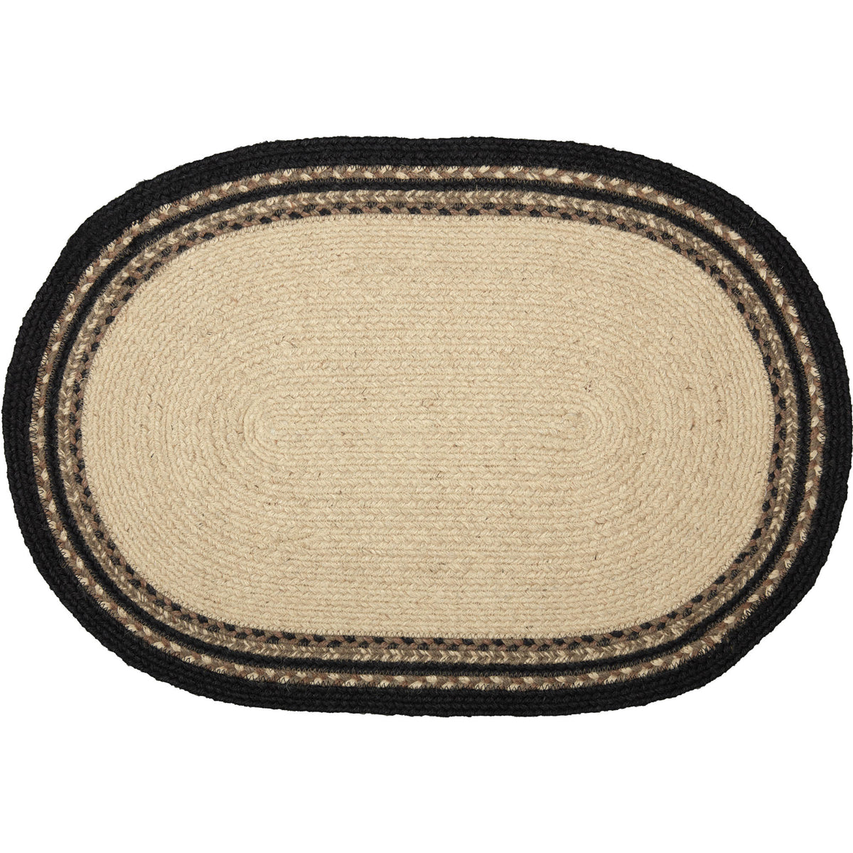 April & Olive Sawyer Mill Charcoal Pig Jute Rug Oval w/ Pad 20x30 By VHC Brands
