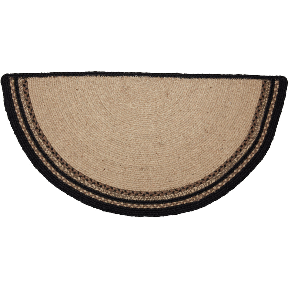 April & Olive Sawyer Mill Charcoal Cow Jute Rug Half Circle w/ Pad 16.5x33 By VHC Brands