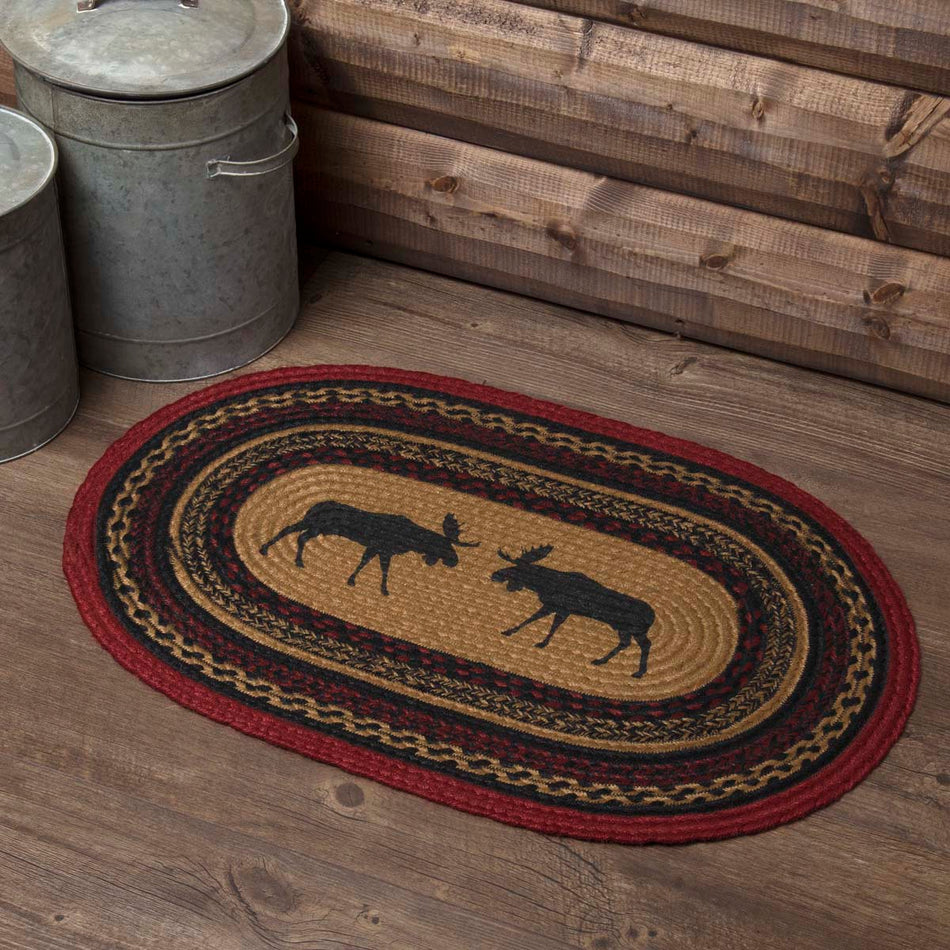 Oak & Asher Cumberland Stenciled Moose Jute Rug Oval w/ Pad 20x30 By VHC Brands