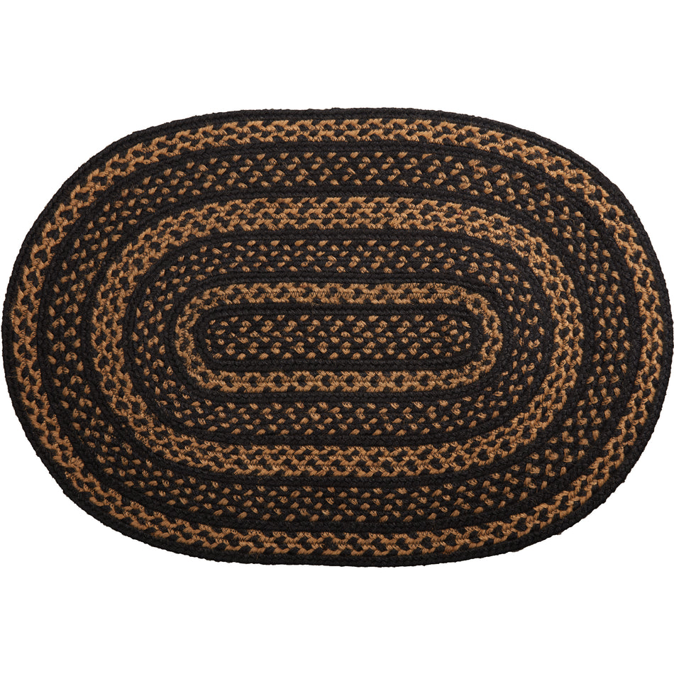 Mayflower Market Black & Tan Jute Rug Oval w/ Pad 20x30 By VHC Brands