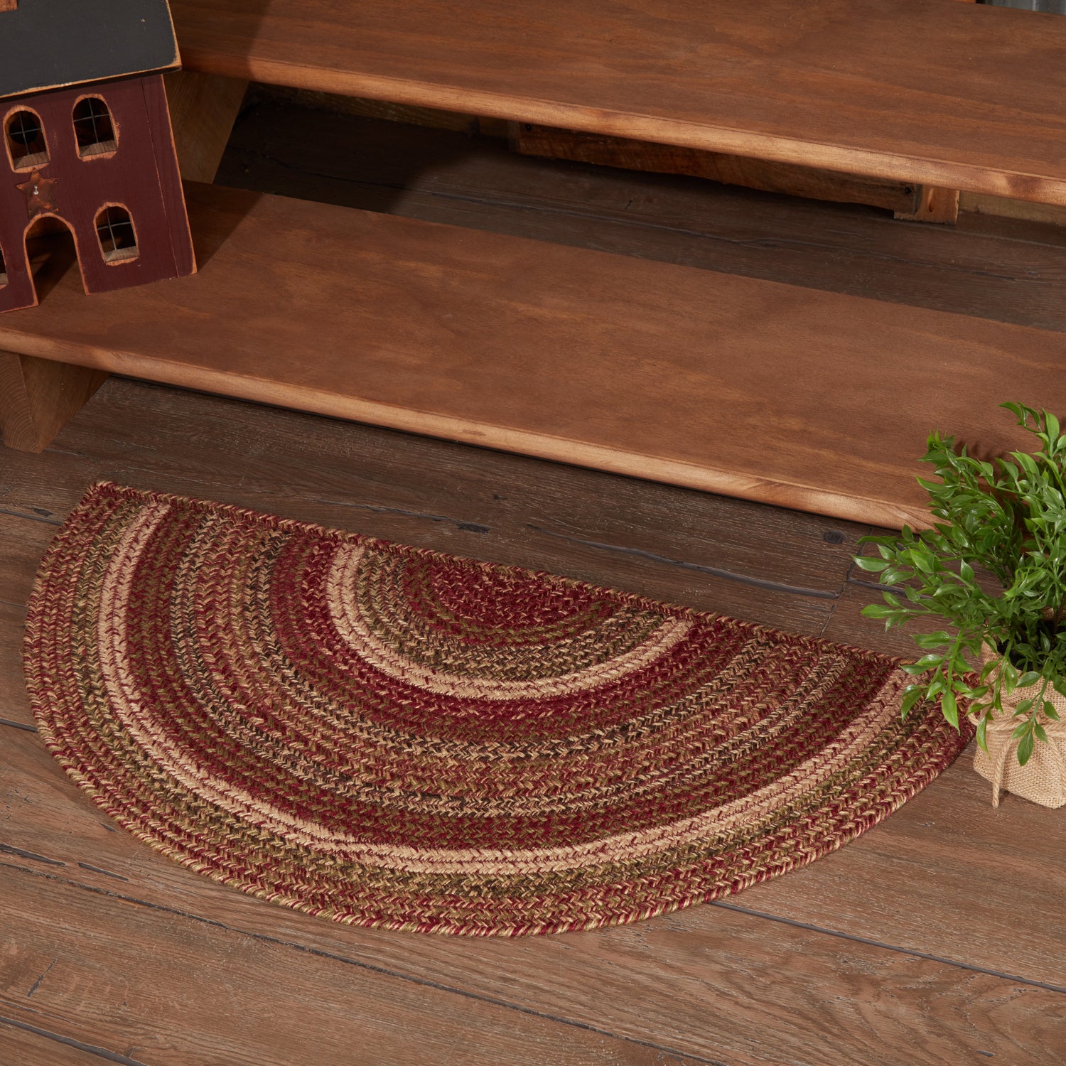 Mayflower Market Cider Mill Jute Rug Half Circle w/ Pad 16.5x33 By VHC Brands