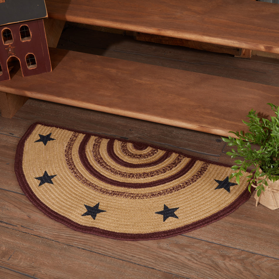 Potomac Jute Rug Half Circle Stencil Stars w/ Pad 16.5x33