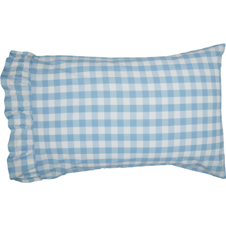 April & Olive Annie Buffalo Blue Check Standard Pillow Case Set of 2 21x30+4 By VHC Brands