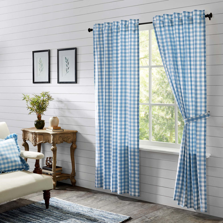 April & Olive Annie Buffalo Blue Check Panel Set of 2 84x40 By VHC Brands