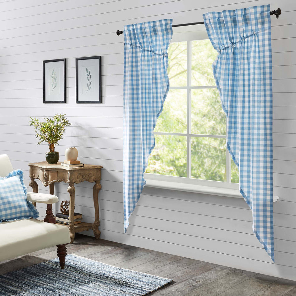 April & Olive Annie Buffalo Blue Check Prairie Long Panel Set of 2 84x36x18 By VHC Brands