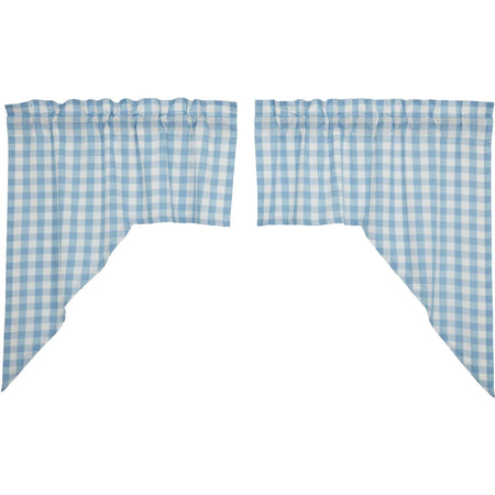 April & Olive Annie Buffalo Blue Check Swag Set of 2 36x36x16 By VHC Brands