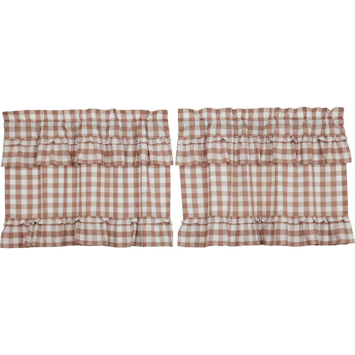 April & Olive Annie Buffalo Portabella Check Ruffled Tier Set of 2 L24xW36 By VHC Brands