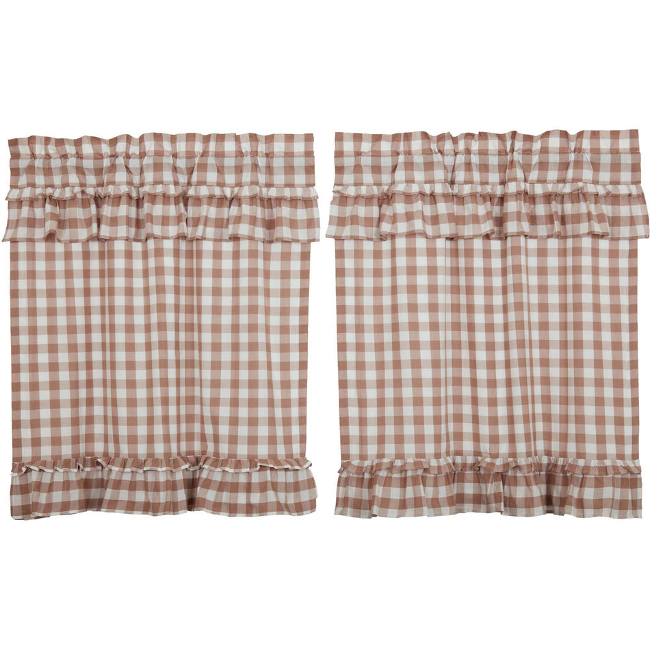 April & Olive Annie Buffalo Portabella Check Ruffled Tier Set of 2 L36xW36 By VHC Brands