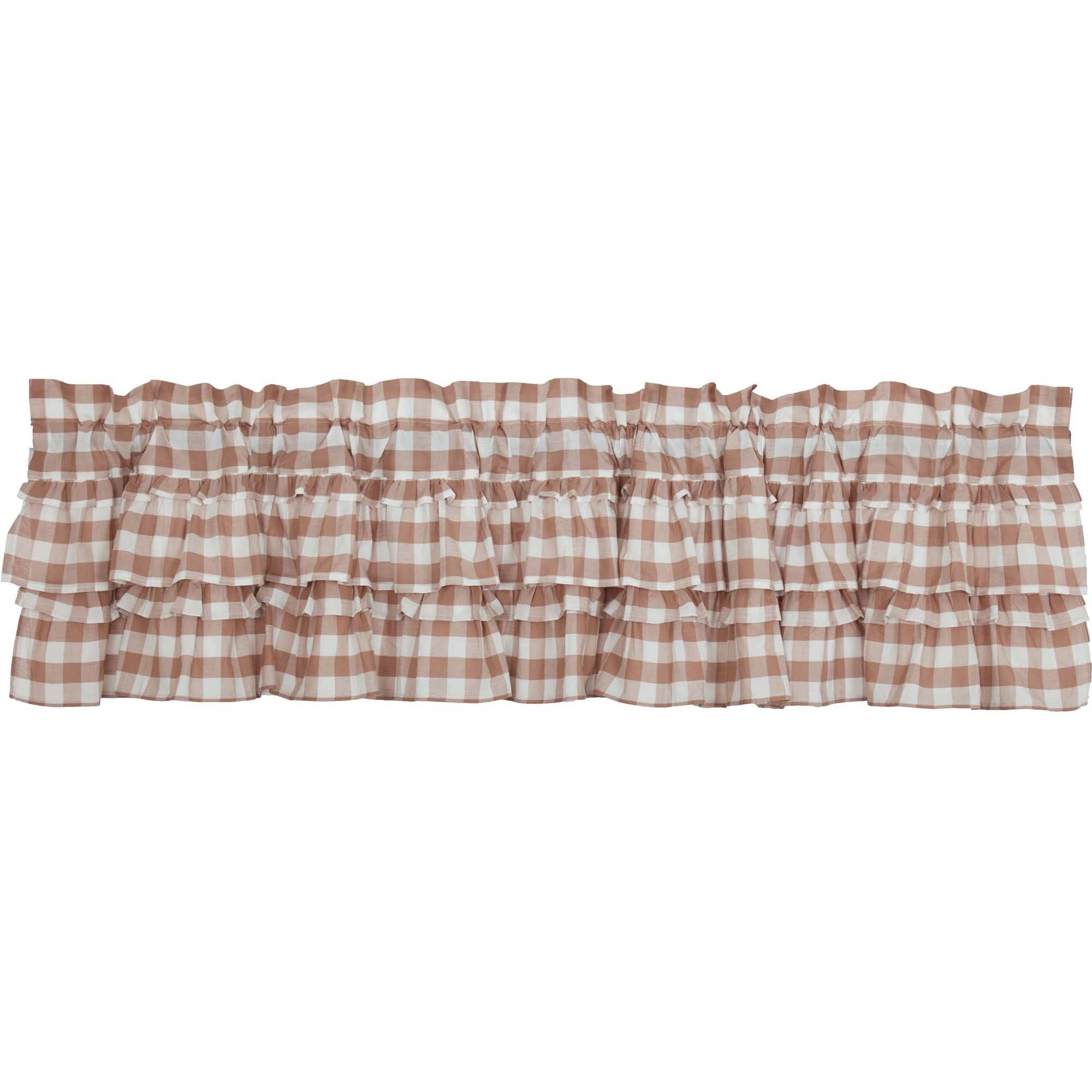 April & Olive Annie Buffalo Portabella Check Ruffled Valance 16x72 By VHC Brands