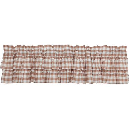April & Olive Annie Buffalo Portabella Check Ruffled Valance 16x72 By VHC Brands