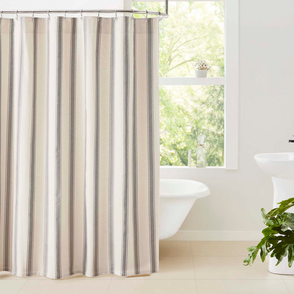 April & Olive Grace Grain Sack Stripe Shower Curtain 72x72 By VHC Brands