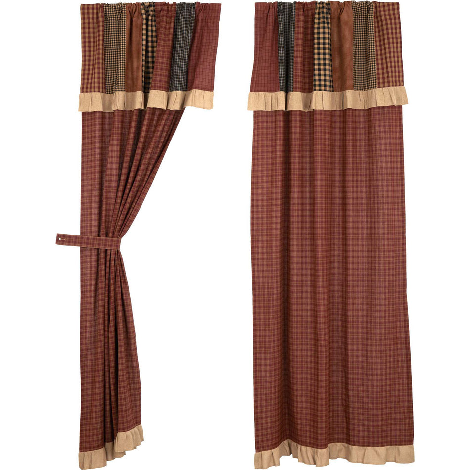 Mayflower Market Maisie Panel with Attached Patch Valance Set of 2 84x40 By VHC Brands