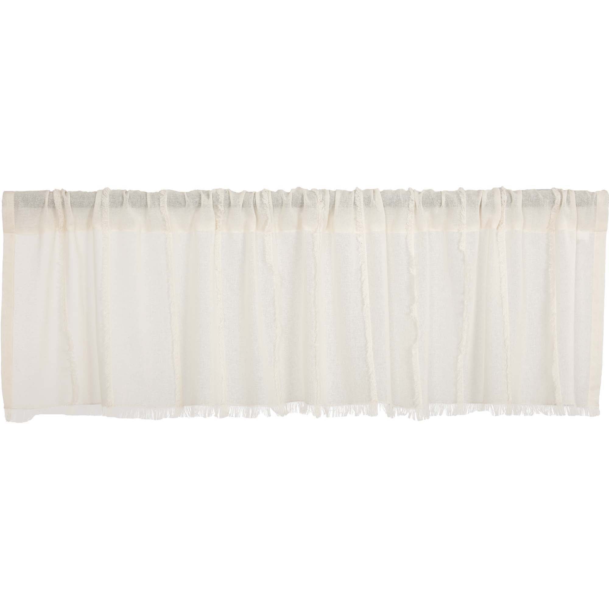 April & Olive Tobacco Cloth Antique White Patchwork Valance 16x60 By VHC Brands