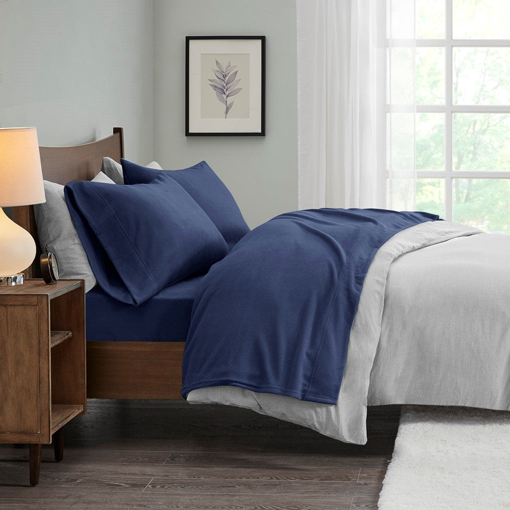 True North by Sleep Philosophy Micro Fleece Sheet Set - Navy - Full Size