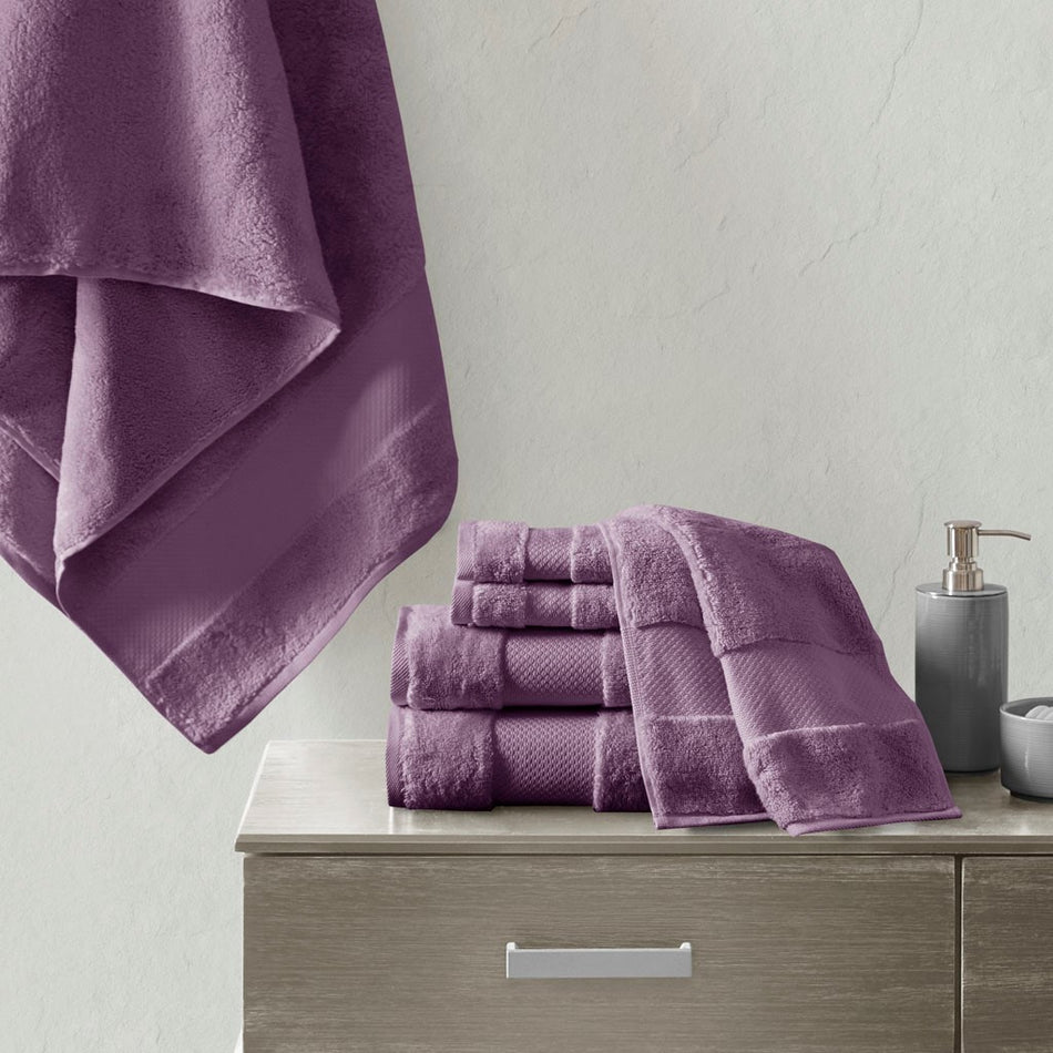 Madison Park Signature Turkish Cotton 6 Piece Bath Towel Set - Purple 