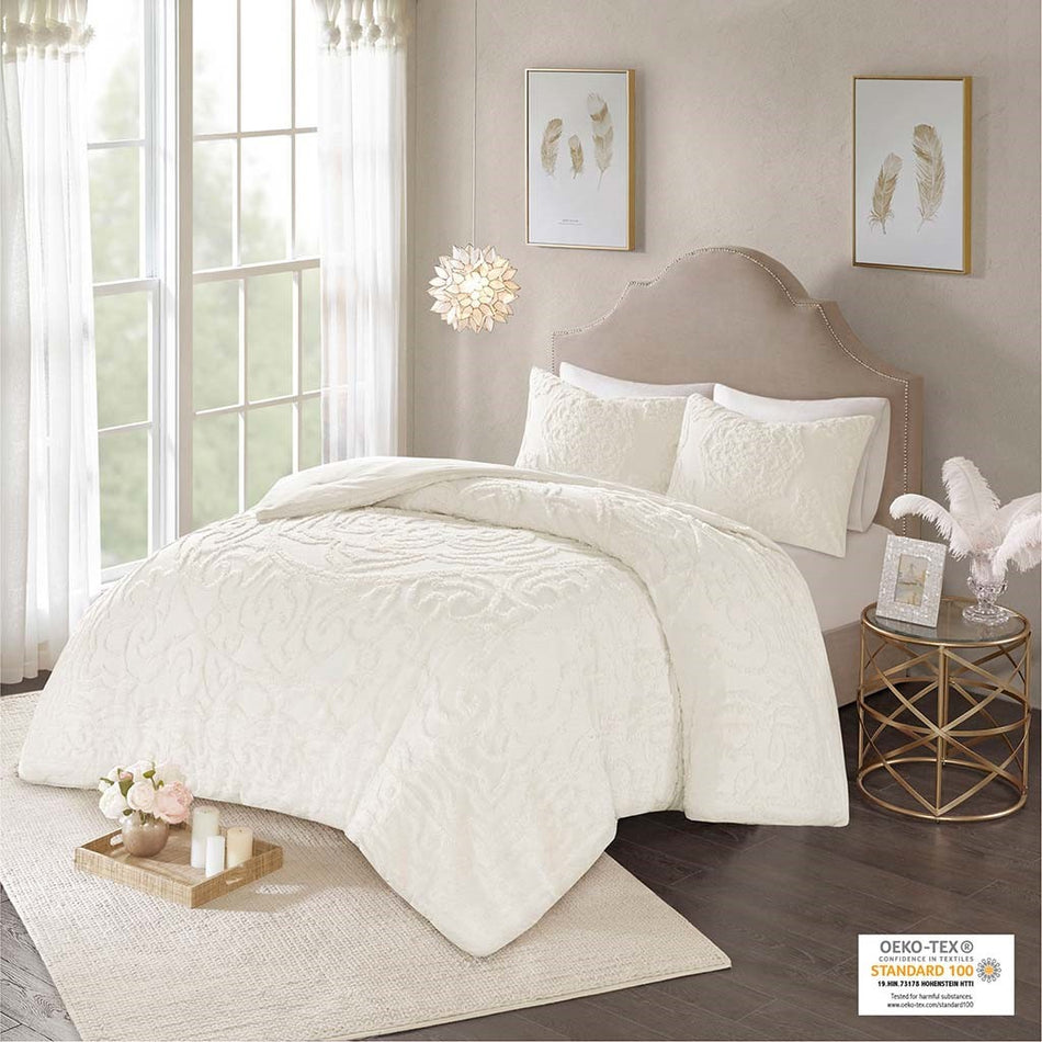 Madison Park Laetitia 2 Piece Cotton Chenille Comforter Set - Off White - Twin Size / Twin XL Size