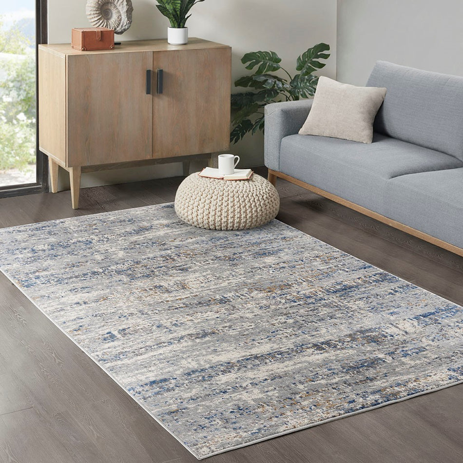 Madison Park Harley Abstract Area Rug - Blue / Cream - 8x10'