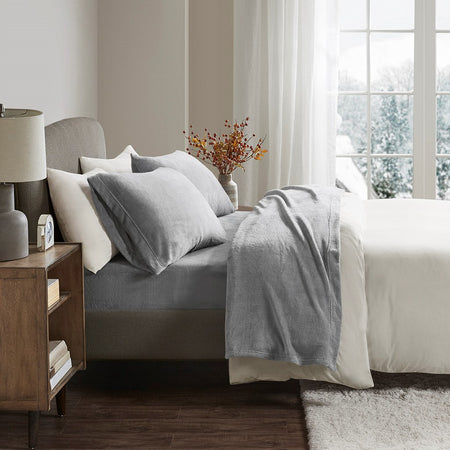 True North by Sleep Philosophy Soloft Plush Sheet Set - Grey - Full Size