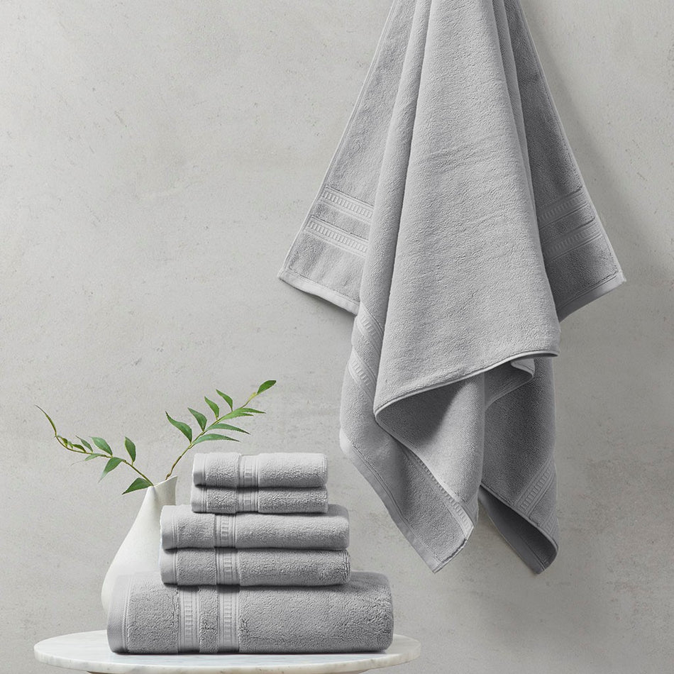 Beautyrest Plume 100% Cotton Feather Touch Antimicrobial Towel 6 Piece Set - Grey 