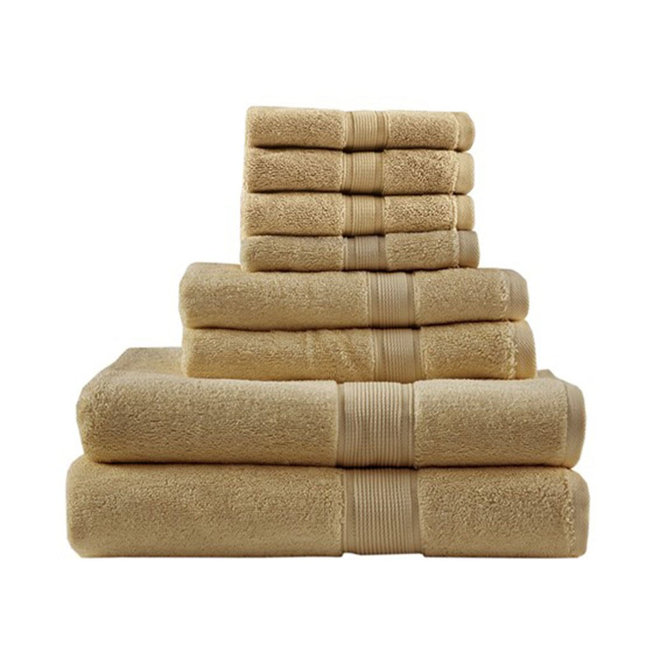 800GSM 100% Cotton 8 Piece Antimicrobial Towel Set - Beige