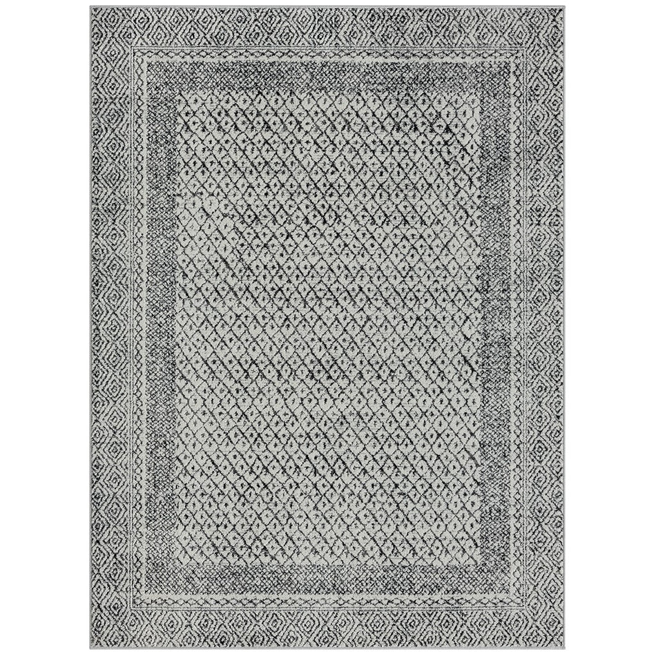 Kenzie Moroccan Bordered Global Woven Area Rug - Grey / Cream - 3x5' Scatter