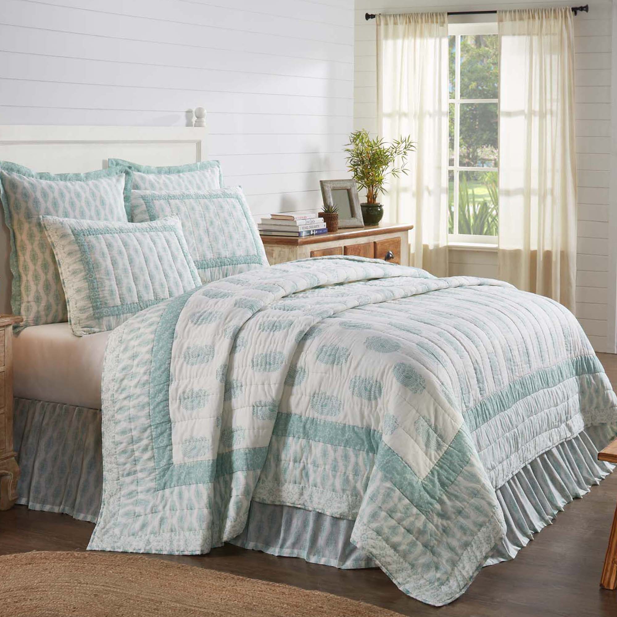 April & Olive Avani Sea Glass King Quilt 105Wx95L By VHC Brands